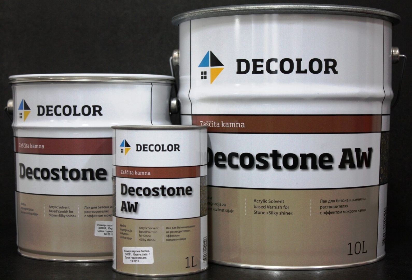 Защитный лак с эффектом мокрого камня Decolor Decostone AW в строительном магазине