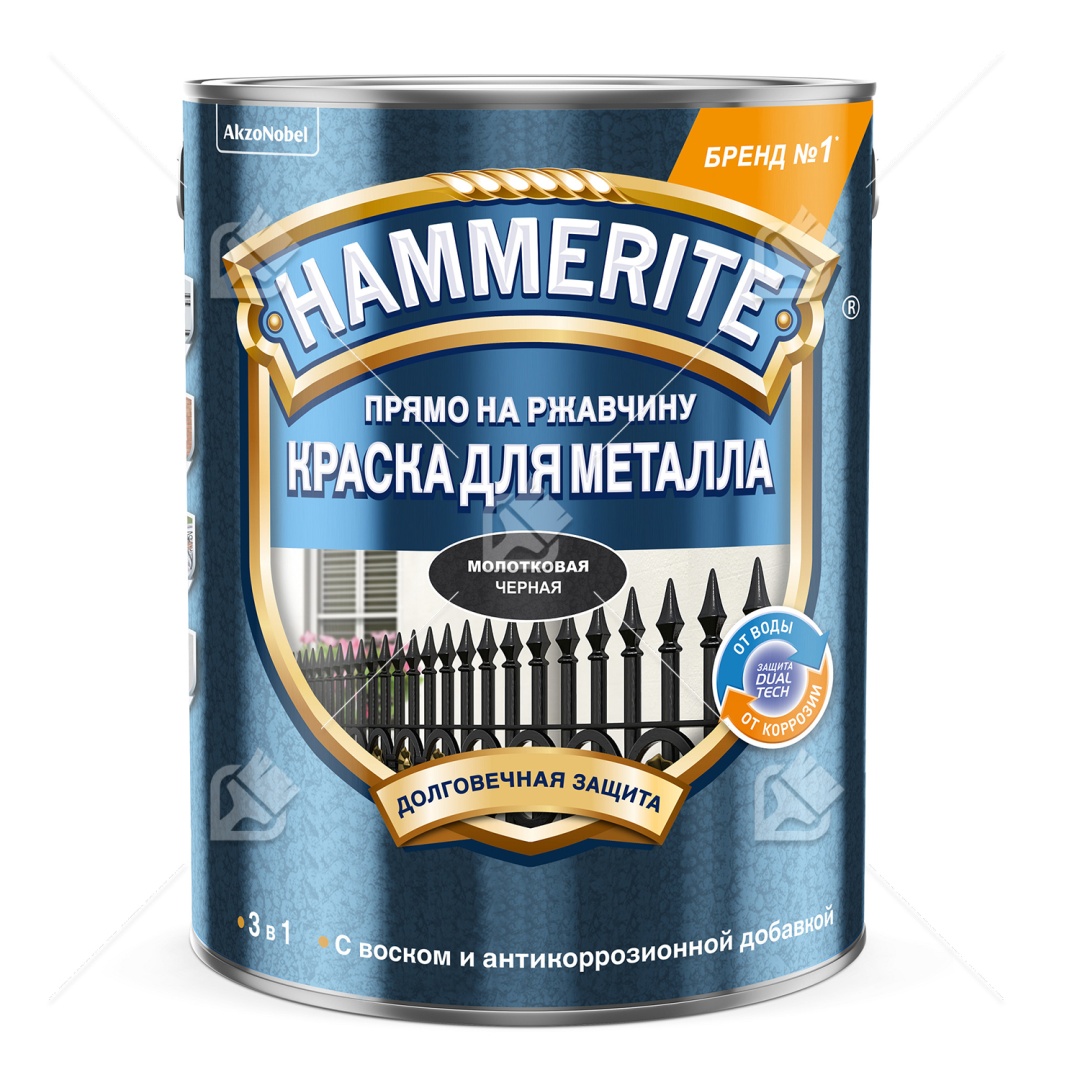 Краска Hammerite алкидная молотковая черная 5л в строительном магазине