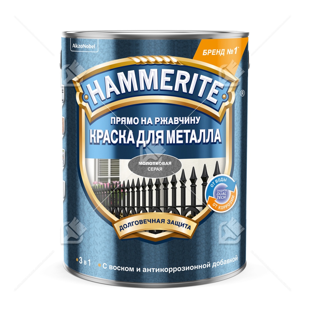 Краска Hammerite алкидная молотковая серая 5л в строительном магазине