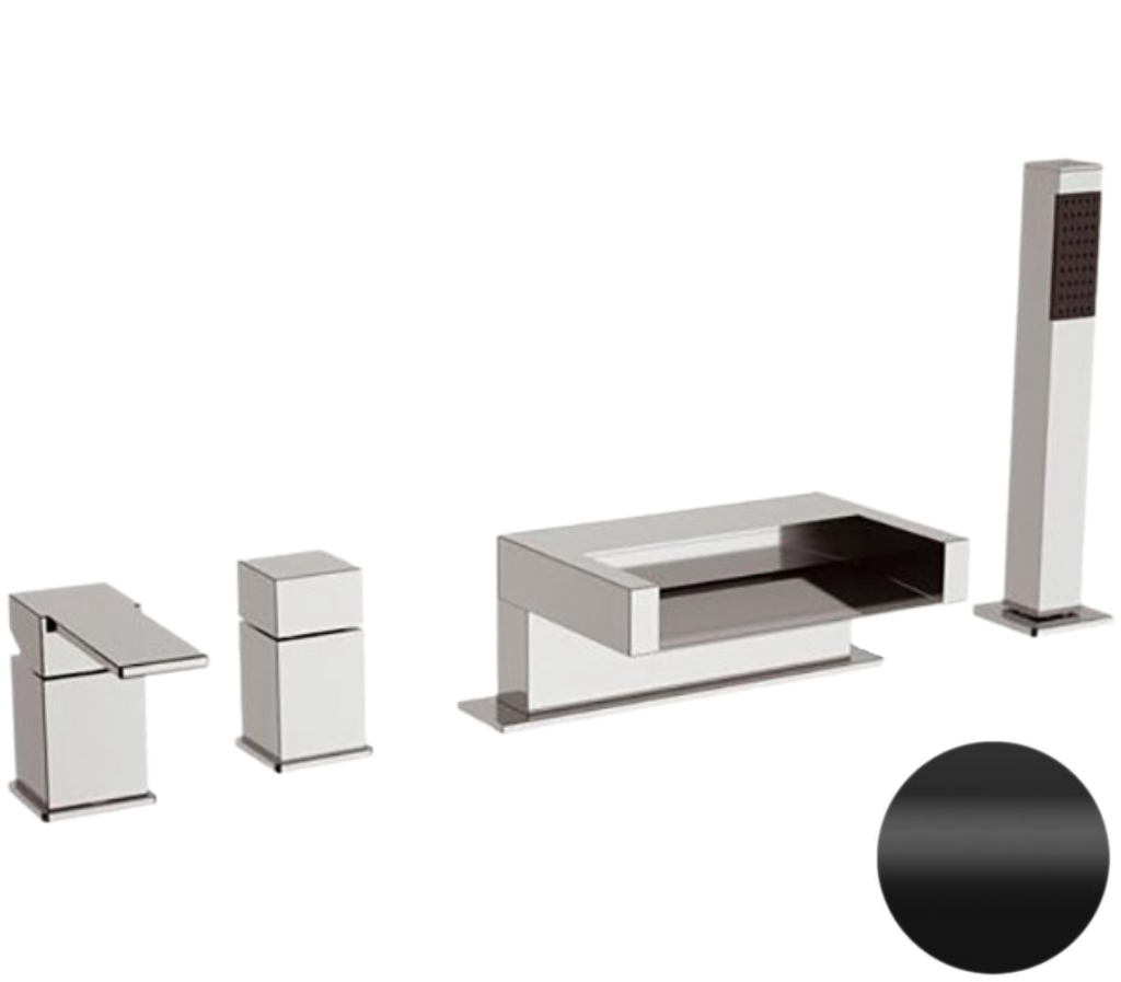 Смеситель для ванны Remer Qubika Cascata QC06NO, черный матовый в строительном магазине