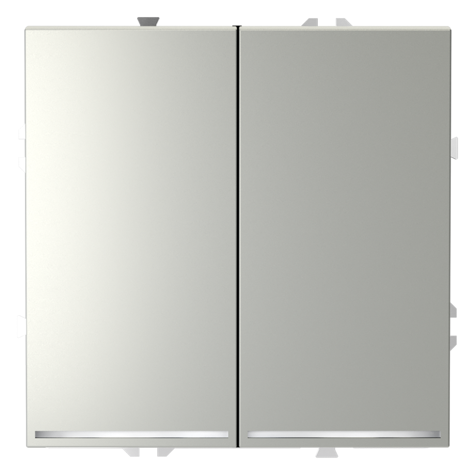 Выключатель встраиваемый VOLTUM S70 двухклавишный с подсветкой 10А, (сталь) в строительном магазине