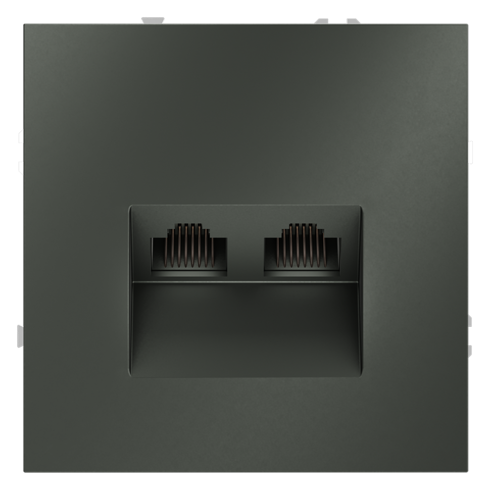 Розетка компьютерная встраиваемая VOLTUM S70 двойная RJ45+RJ45 кат.6, (титан) в строительном магазине