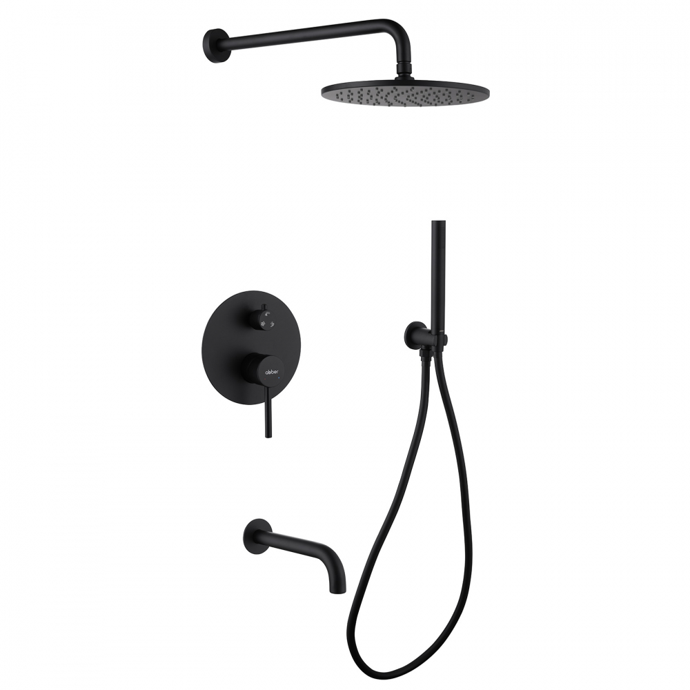Душевая система ABBER Wasser Kreis AF8117B скрытого монтажа с изливом, черная матовая (250) в строительном магазине