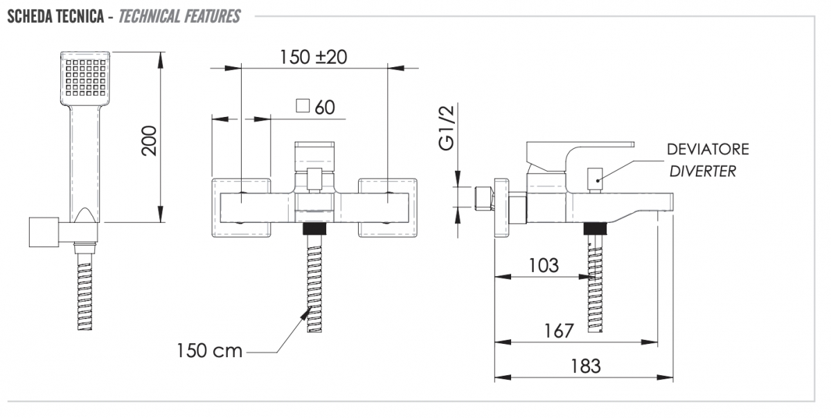 Смеситель для ванны Remer Absolute AU02NO, черный матовый в строительном магазине