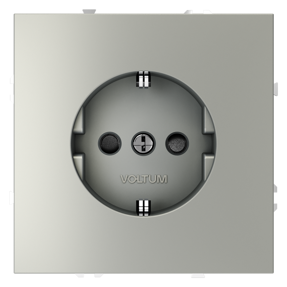 Розетка встраиваемая VOLTUM S70 с заземлением и защитными шторками, 16А, (сталь) в строительном магазине