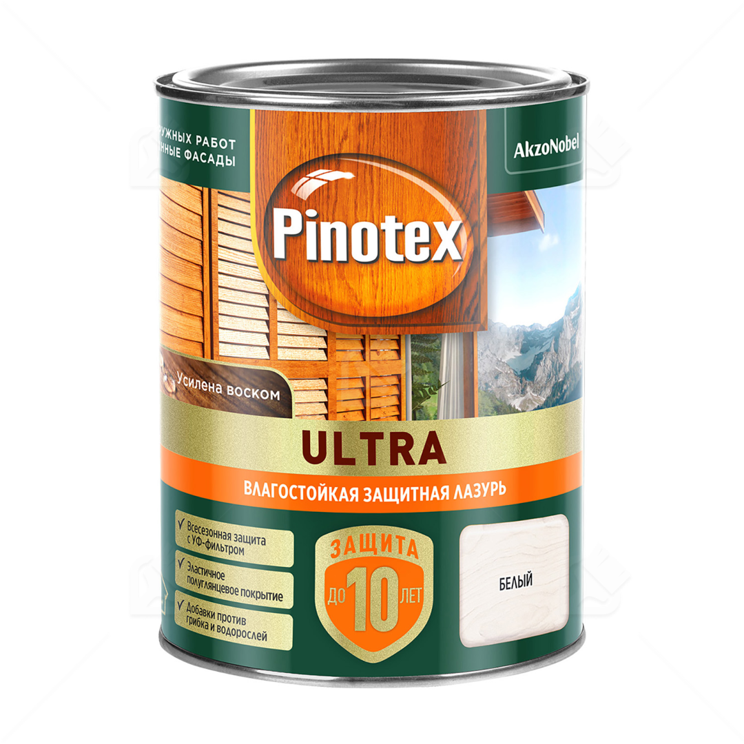 Пропитка Pinotex Ultra AWB полуглянцевая белый 0,9 л