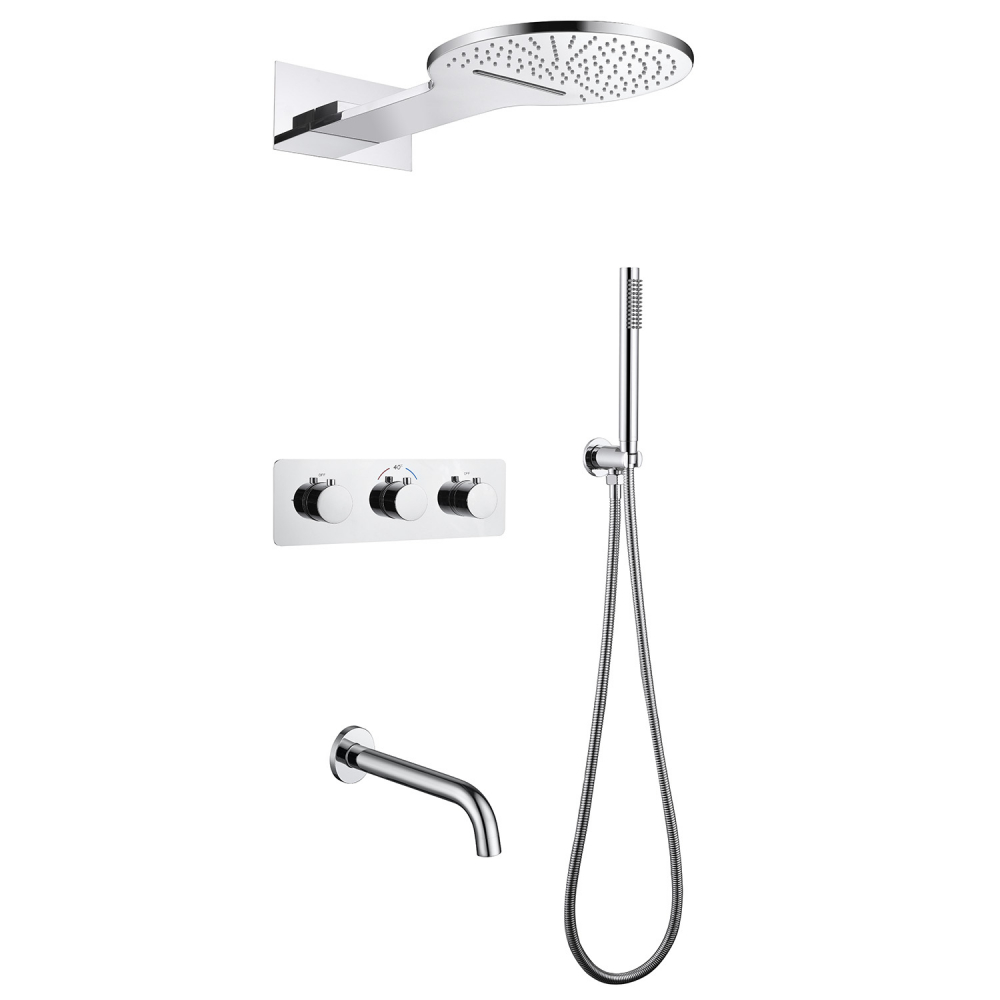 Душевая система ABBER Wasser Kreis AF8150 скрытого монтажа с изливом, термостат, хром в строительном магазине