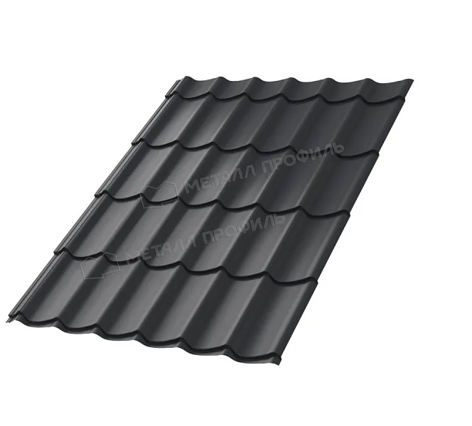 Металлочерепица Металл Профиль Ламонтерра Х Norman полиэстер 0,5 сталь RAL 7024 серая - м2