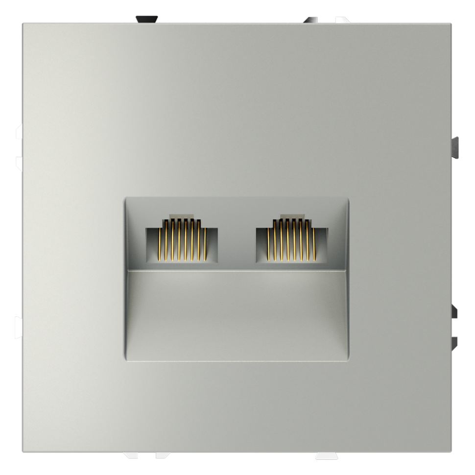 Розетка компьютерная встраиваемая VOLTUM S70 двойная RJ45+RJ45 кат.6, (сталь) в строительном магазине