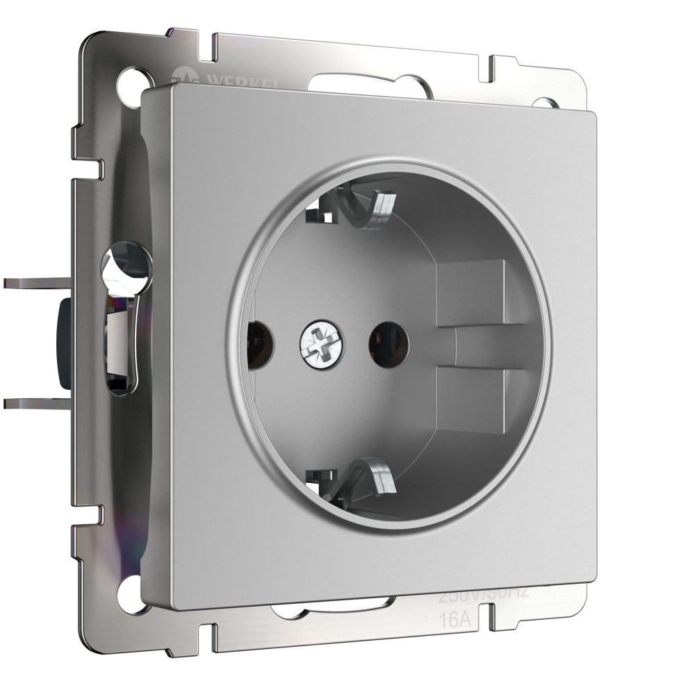 Розетка с заземлением (серебряный) W1171006 в строительном магазине