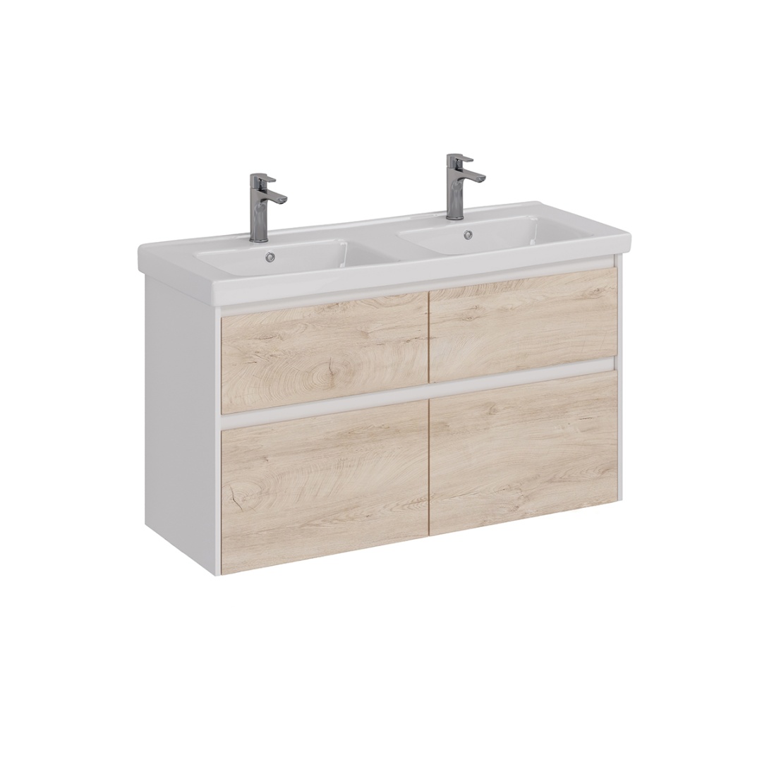 Тумба Lemark COMBI 125 см под 2 раковины, подвесная/напольная,4 ящика, цвет фасада: Дуб кантри, цвет в строительном магазине