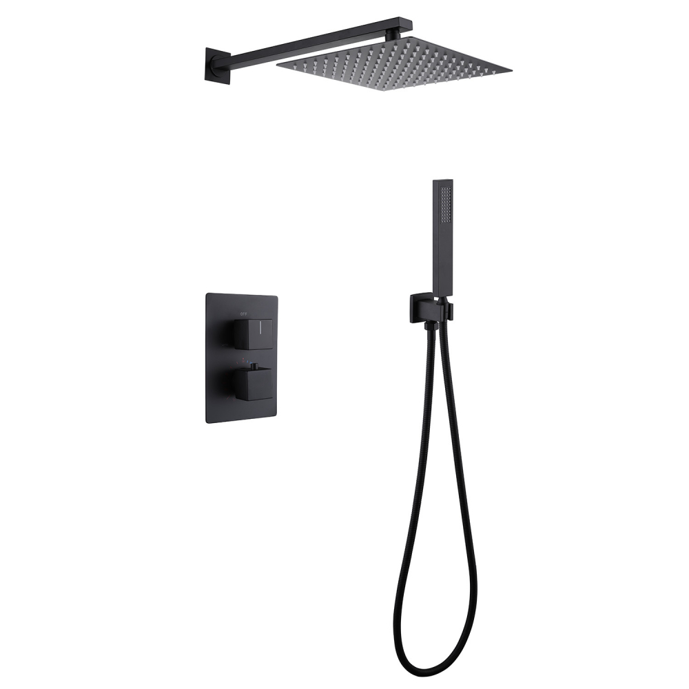 Душевая система ABBER Daheim AF8251B скрытого монтажа без излива, термостат, черная матовая в строительном магазине