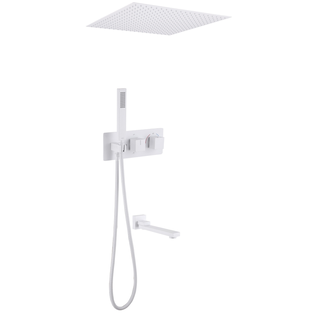 Душевая система ABBER Daheim AF8254W скрытого монтажа с изливом, термостат, белая матовая в строительном магазине
