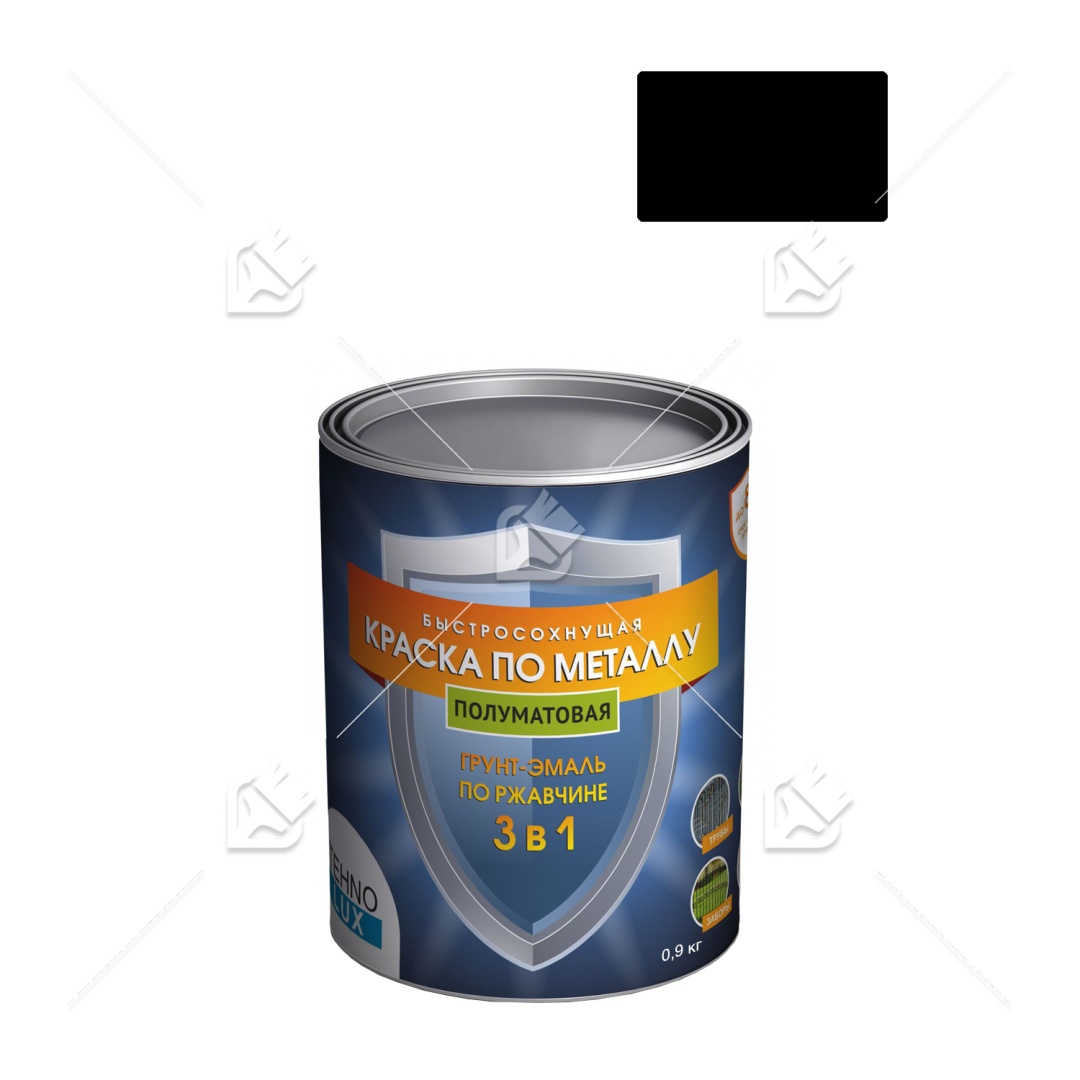 Грунт-эмаль 3 в1 Технолюкс полумат черная RAL 9005 0,9кг
