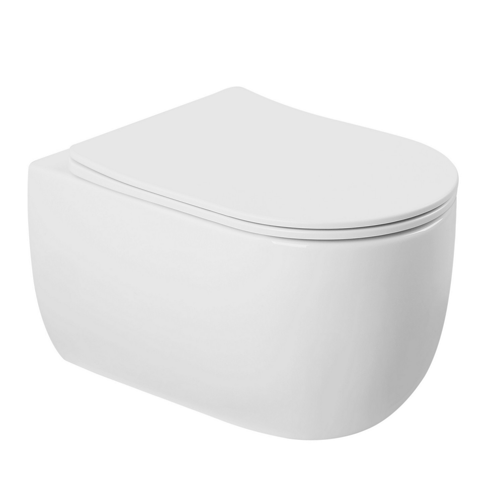 Унитаз ABBER Bequem AC1104TN подвесной белый, безободковый, смыв торнадо в строительном магазине