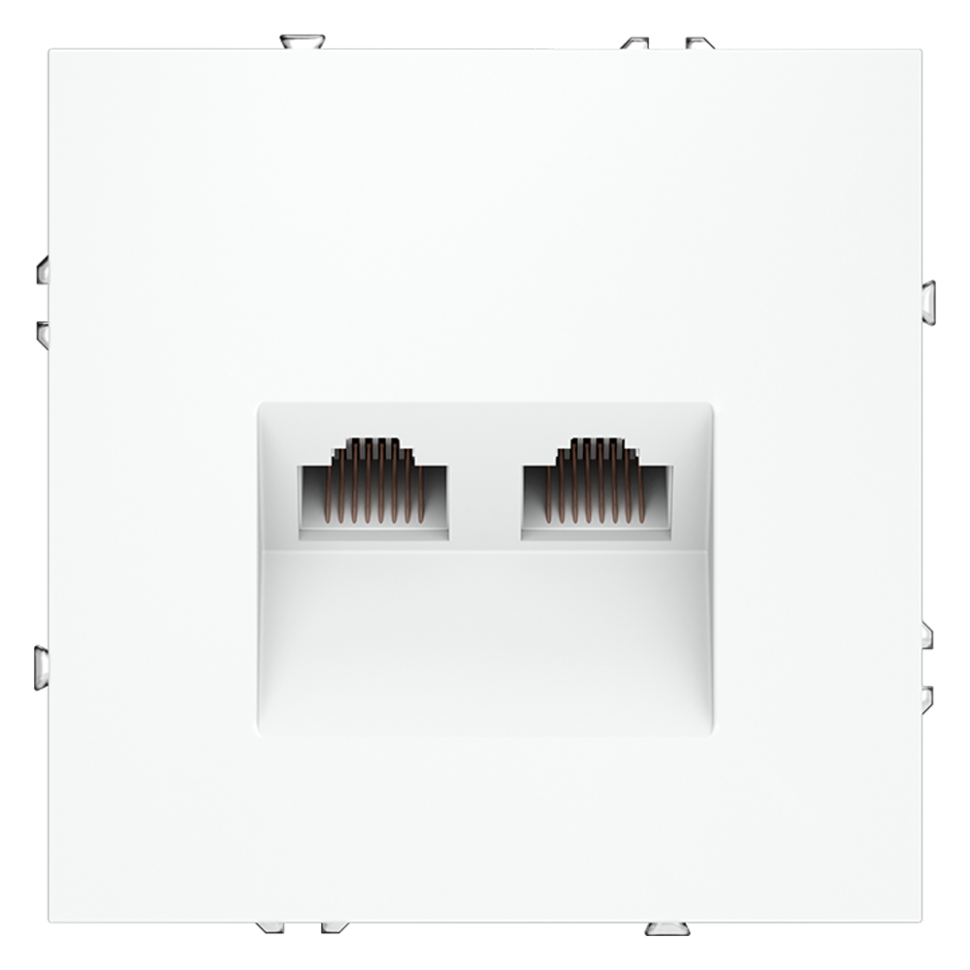 Розетка компьютерная встраиваемая VOLTUM S70 двойная RJ45+RJ45 кат.6, (белый матовый) в строительном магазине