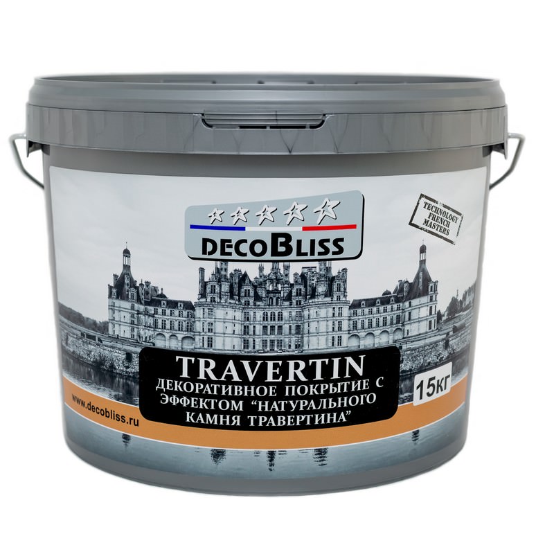 DecoBliss Travertin (Декоблиз Травертин) фактурная декоративная штукатурка 15кг