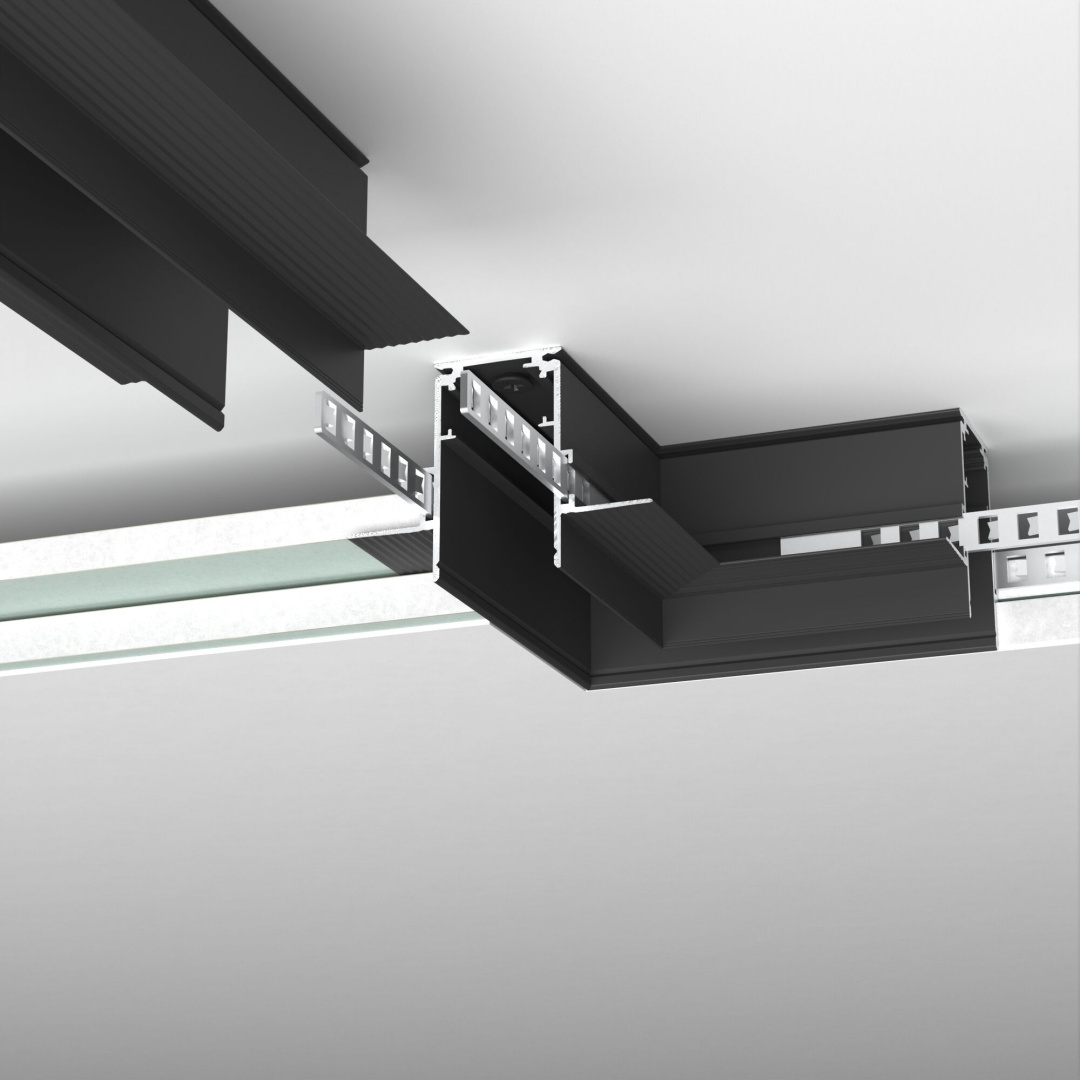 Slim Magnetic Коннектор угловой для встраиваемого шинопровода под ГКЛ 9,5мм (черный) 85214/00 85214/00 в строительном магазине