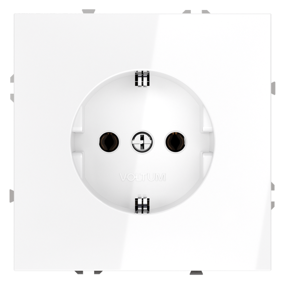 Розетка встраиваемая VOLTUM S70 с заземлением 16А, (белый глянцевый) в строительном магазине