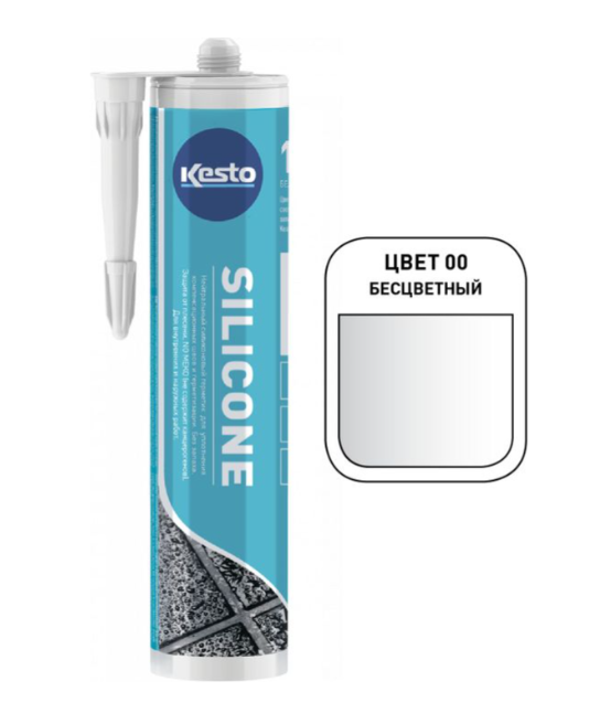 Герметик нейтральный силиконовый Kesto Silicone №00 Прозрачный 310мл00 Прозрачный, 10 Белый, 11 Природно-белый, 28 Песочный, 29 Светло-бежевый, 30 Бежевый, 31 Светло-коричневыйый, 32 Тёмно-коричневыйый, 39 Светлый мрамор, 40 Серый, 41 Средне-серый, 42 Сине-серый, 43 Светло-серый, 44 Тёмно-серый, 48 Графитовый-серый, 50 Черный