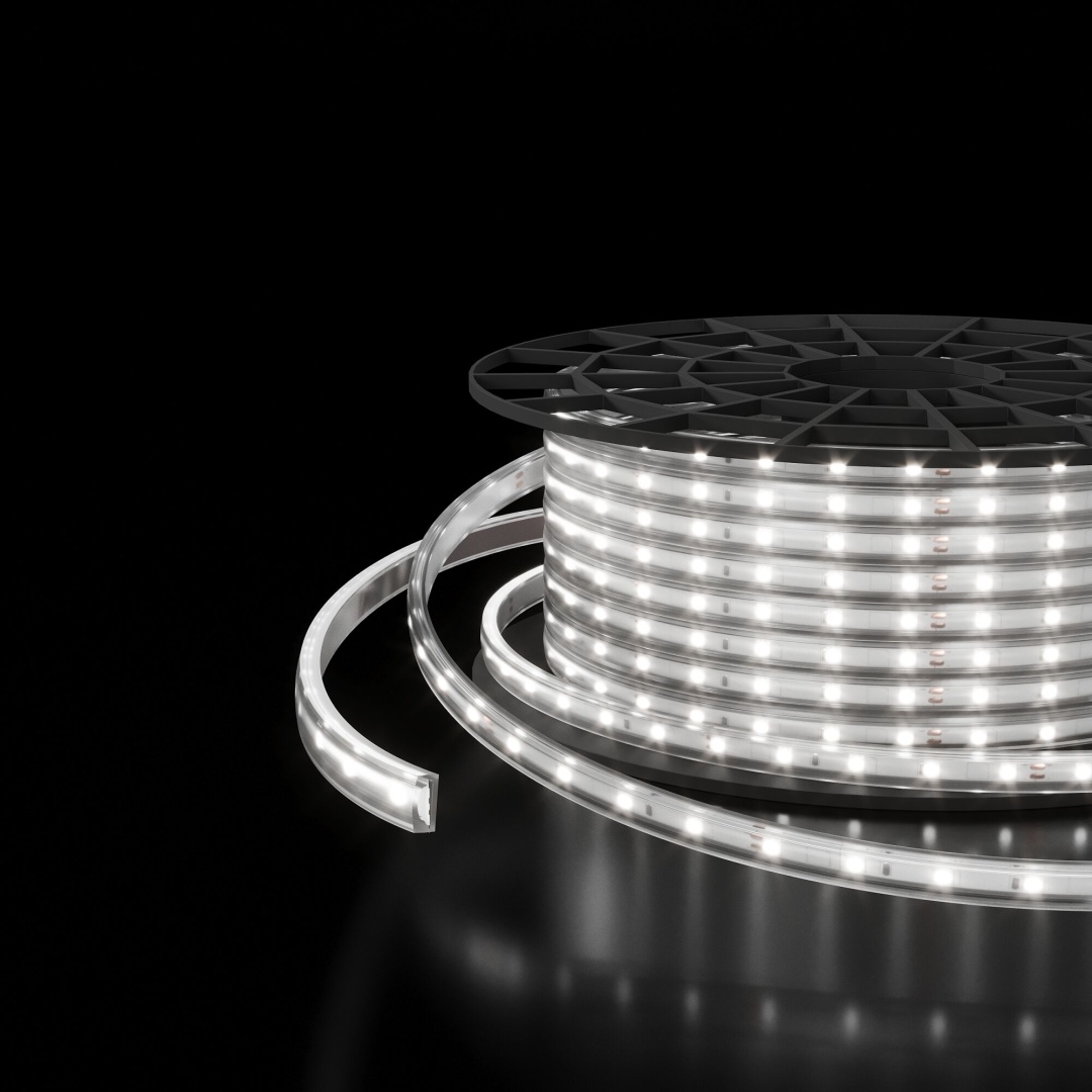 Светодиодная лента 220 В 8 Вт/м 60 Led/м 2835 IP65, холодный белый 6500K, 50 м Лента светодиодная 220V 8W 60Led 2835 IP65 холодный белый, 50 м в строительном магазине