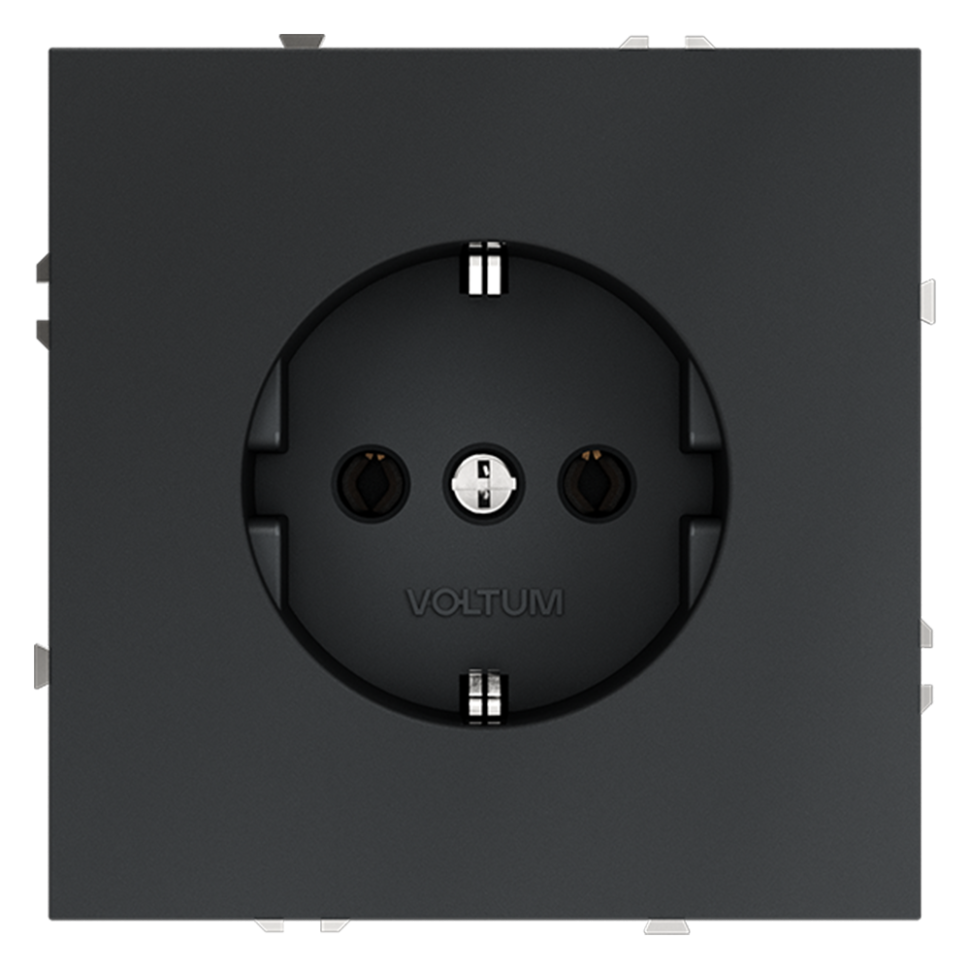 Розетка встраиваемая VOLTUM S70 с заземлением 16А, (графит) в строительном магазине