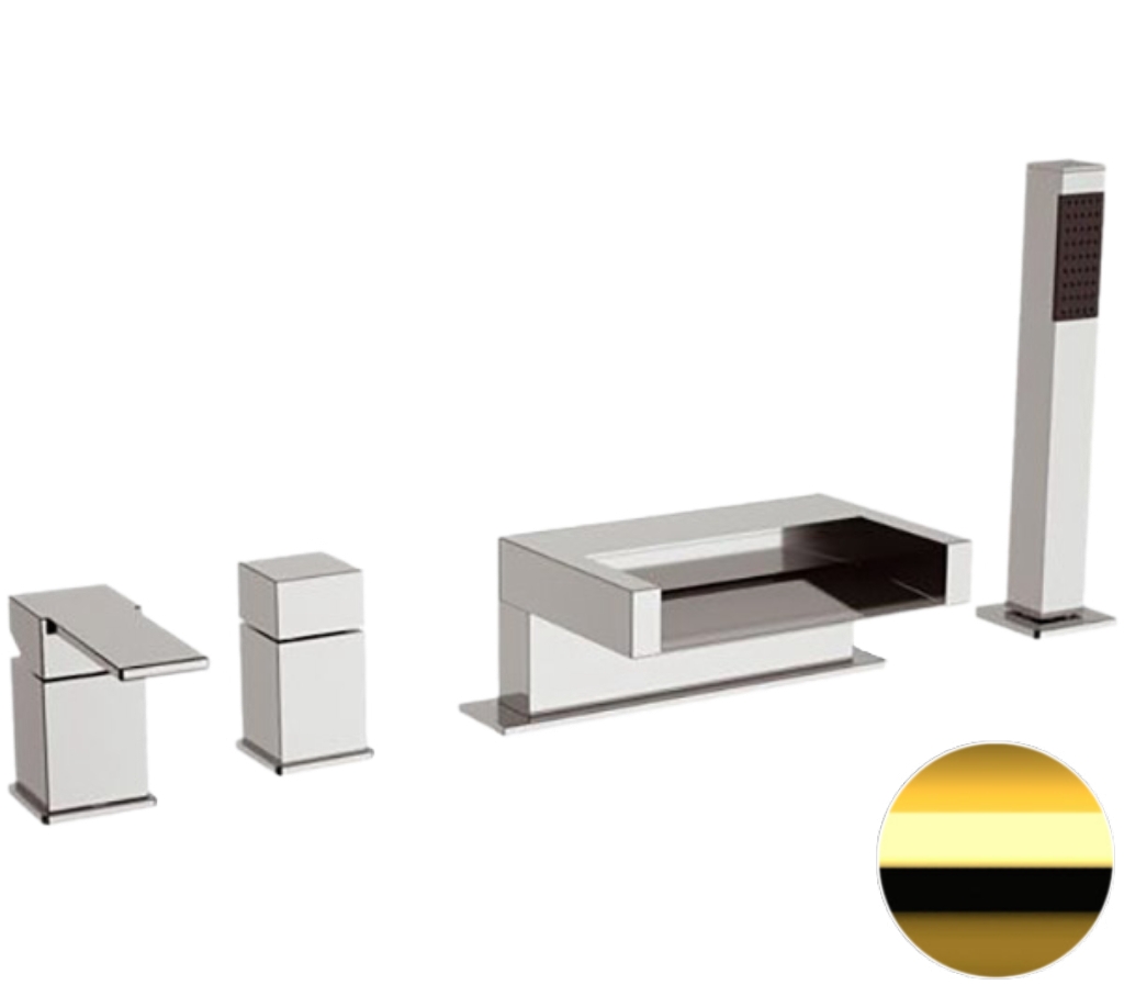 Смеситель для ванны Remer Qubika Cascata QC06DO, золото глянцевое в строительном магазине