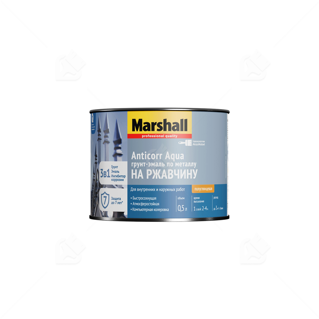 Грунт-эмаль Marshall Anticorr Aqua полуглянец BW 0,5л