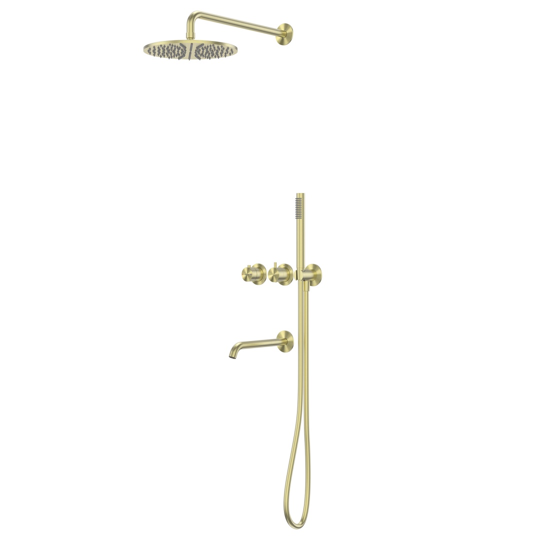 Душевая система ABBER Wasser Kreis 316 AF8150BG скрытого монтажа с изливом, термостат, золото брашированное в строительном магазине