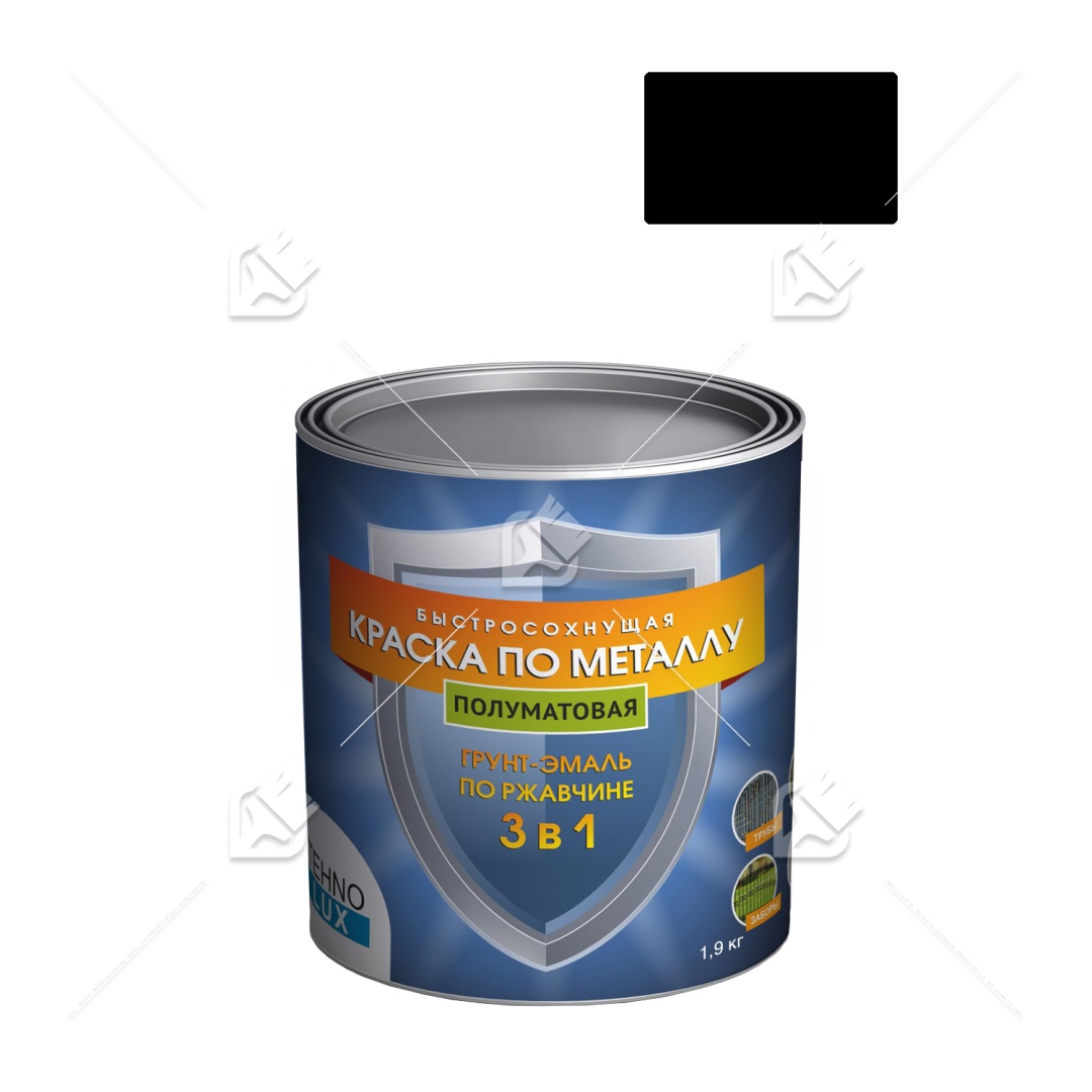 Грунт-эмаль 3 в1 Технолюкс полумат черная RAL 9005 1,9кг