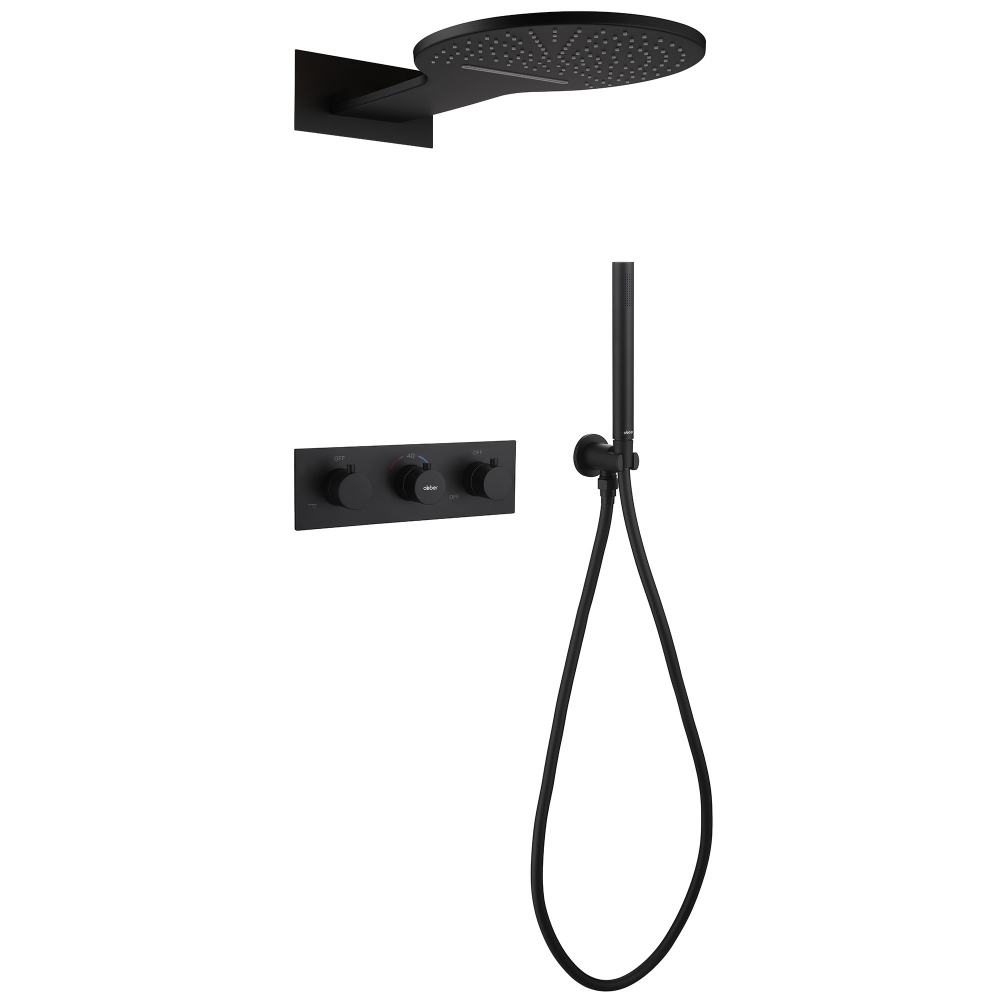 Душевая система ABBER Wasser Kreis AF8151B скрытого монтажа без излива, термостат, черный матовый (300) в строительном магазине