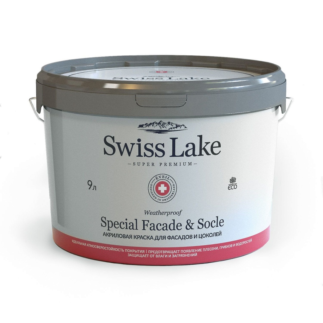 Краска для фасадов и цоколей Special Faсade & Socle (Swiss Lake) Акриловая 9л в строительном магазине