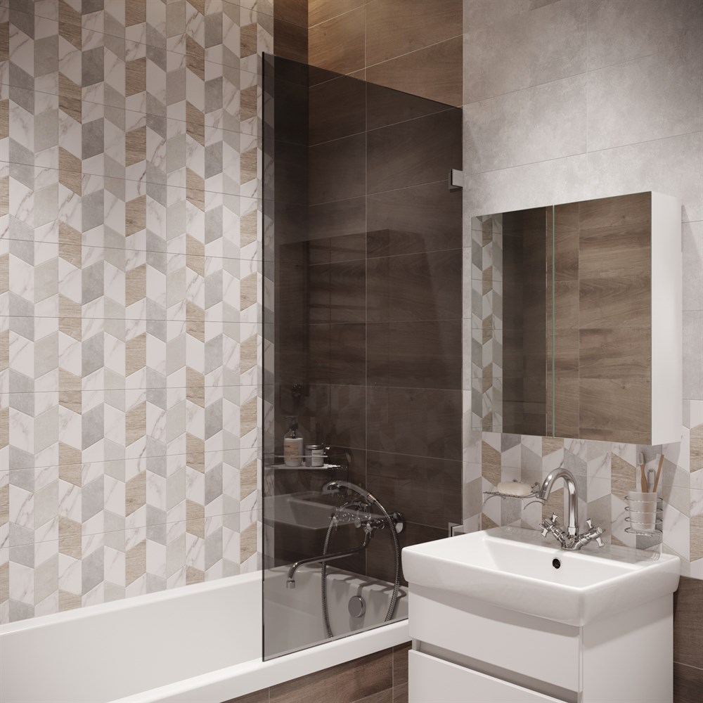 Шторка на ванну DIWO Брянск неподвижная, 70х140, профиль хром глянцевый, тонированное стекло 583146 в строительном магазине