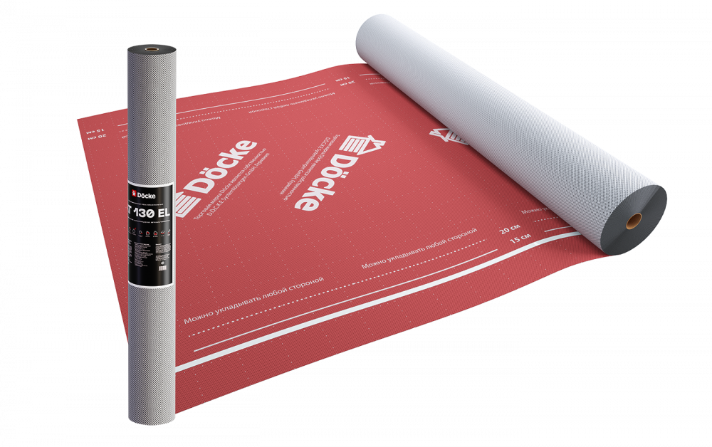Супердиффузионная универсальная 3х слойная мембрана с клеевой полосой Docke АT 130 EL, 70 м2