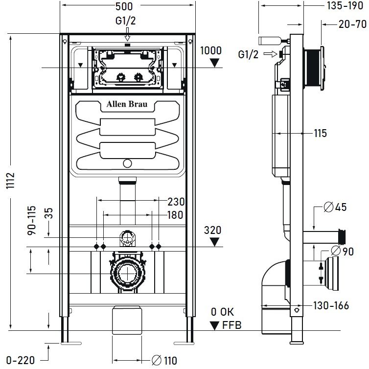 Инсталляция для унитаза Allen Brau Pneumatic 9.11100.20 в строительном магазине
