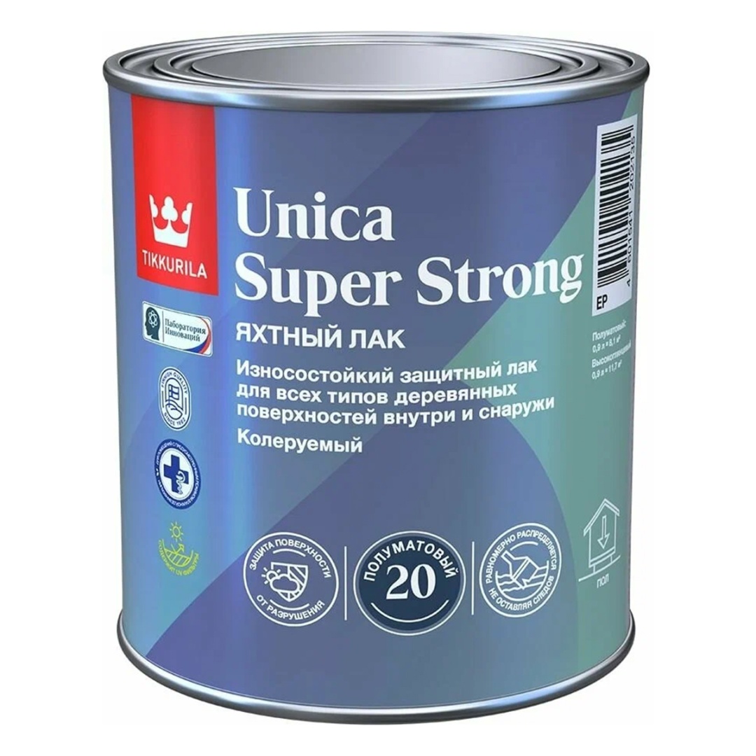 Лак уретано-алкидный Tikkurila Unica Super Strong Быстровысыхающий полуматовый 9л в строительном магазине