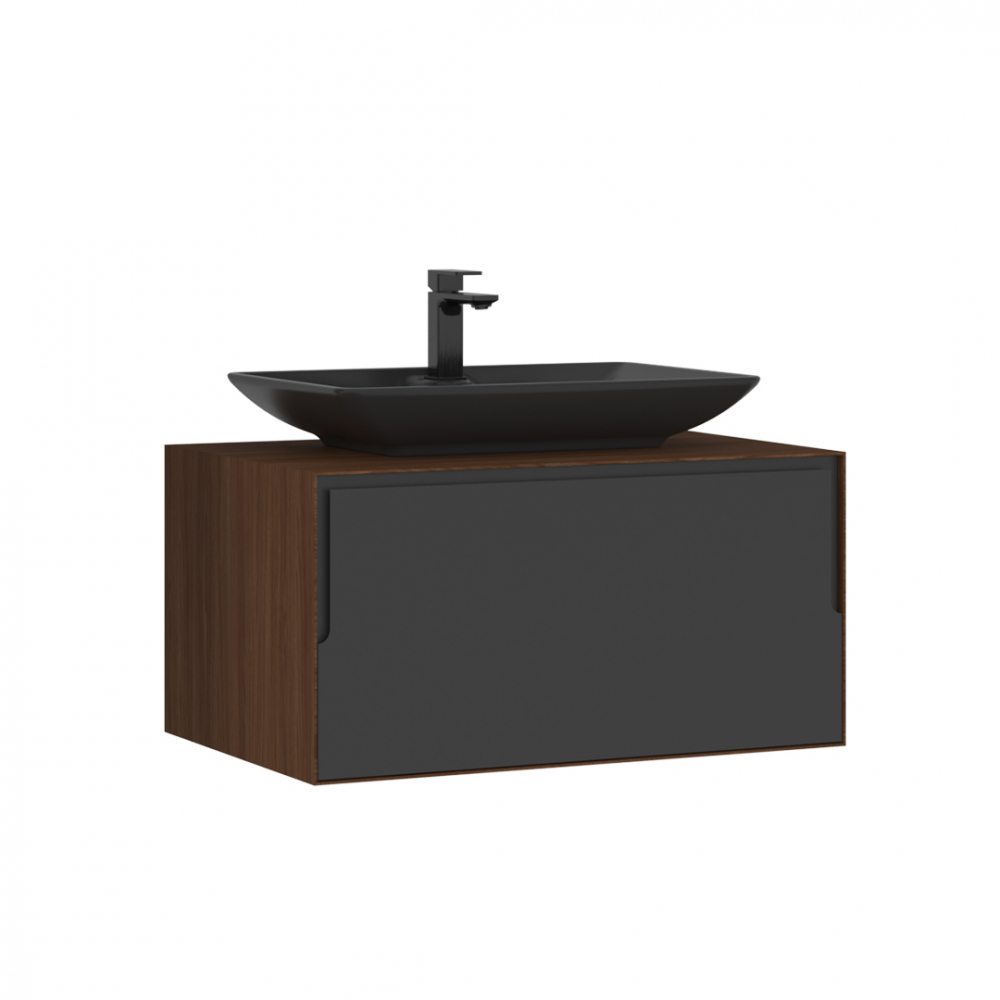 Тумба с раковиной ORKA Craft 80 подвесная, орех/антрацит в строительном магазине