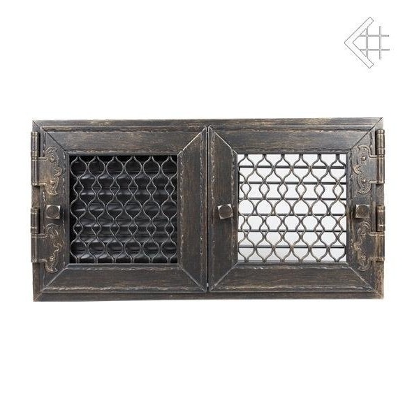 Вентиляционная решетка Ретро графит с двумя дверками открывающаяся 17х17 в строительном магазине