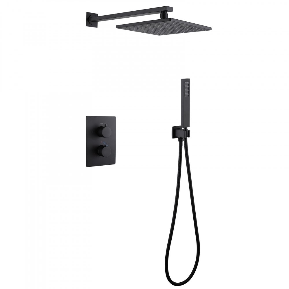 Душевая система ABBER Weiss Insel AF8051B скрытого монтажа без излива, термостат, черный матовый в строительном магазине