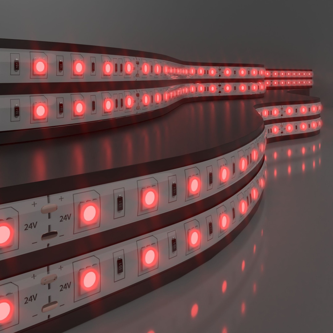 Светодиодная лента 24 В 14,4 Вт/м 60 Led/м 5050 IP65, красный, 5 м Лента светодиодная 24V 14,4W 60Led 5050 IP65 красный, 5м в строительном магазине