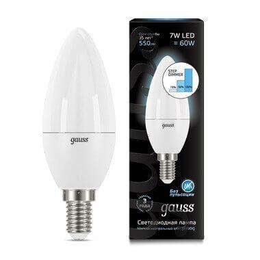 Лампа светодиодная диммируемая Gauss E14 7W 4100K матовая 103101207-S в строительном магазине