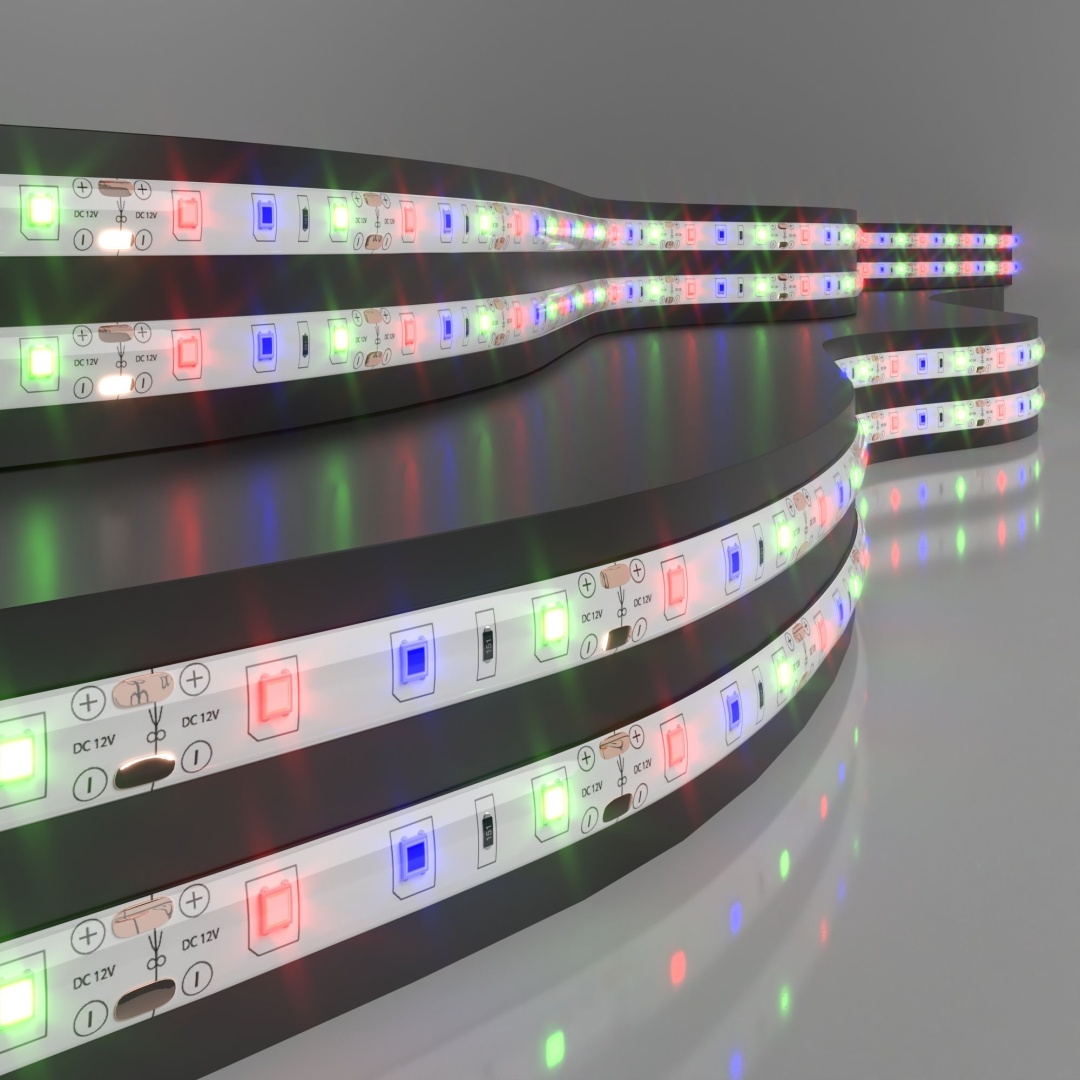 Светодиодная лента 12 В 4,8 Вт/м 60 Led/м 2835 IP65, RGB, 5 м Лента светодиодная 12V 4,8W 60Led 2835 IP65 RGB, 5м в строительном магазине