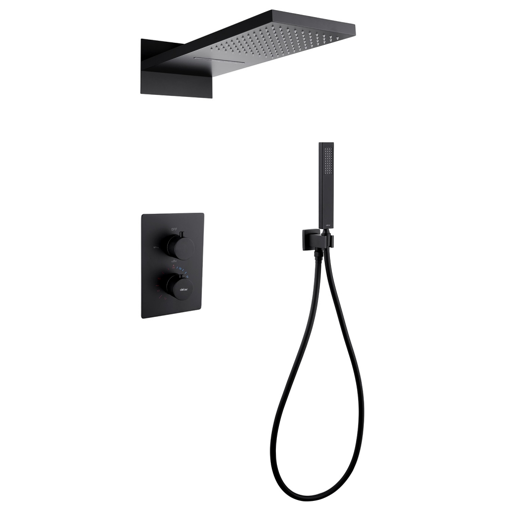 Душевая система ABBER Weiss Insel AF8052B скрытого монтажа без излива, термостат, черная матовая в строительном магазине