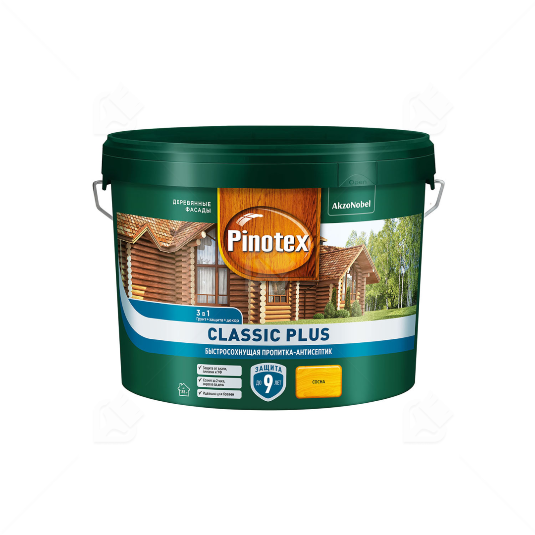 Пропитка Pinotex Classic Plus 3в1 сосна 9 л.