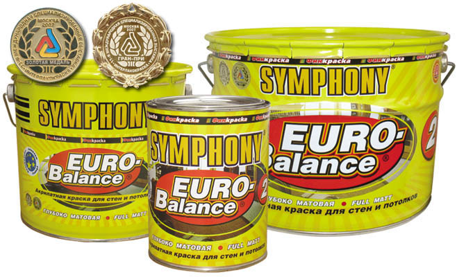 Краска интерьерная Symphony (Симфония) Euro-balance 7 (Евро-баланс 7) матовая 9л в строительном магазине