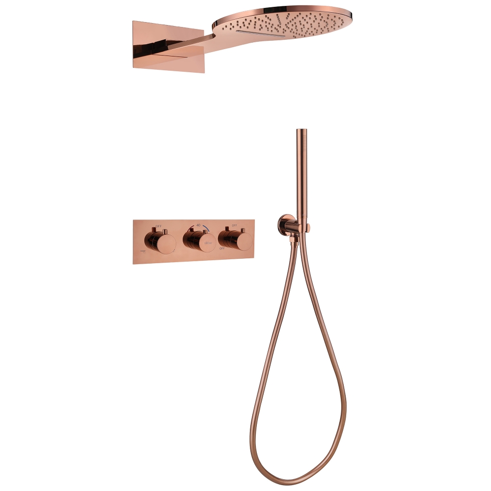 Душевая система ABBER Wasser Kreis AF8151RG скрытого монтажа без излива, термостат, розовое золото в строительном магазине