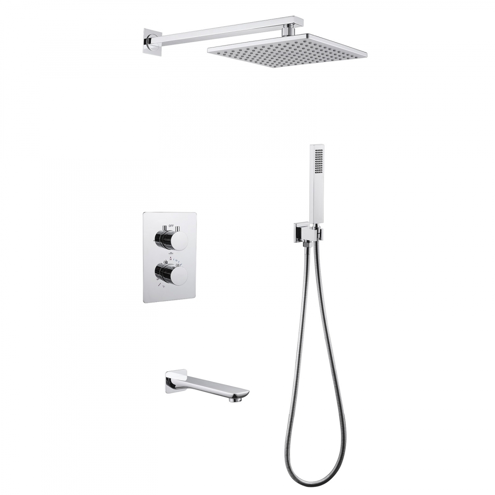 Душевая система ABBER Weiss Insel AF8050 скрытого монтажа с изливом, термостат, хром в строительном магазине