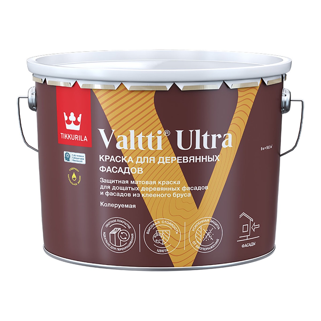 Краска для деревянных фасадов Tikkurila Valtti Ultra матовая 2,7л в строительном магазине