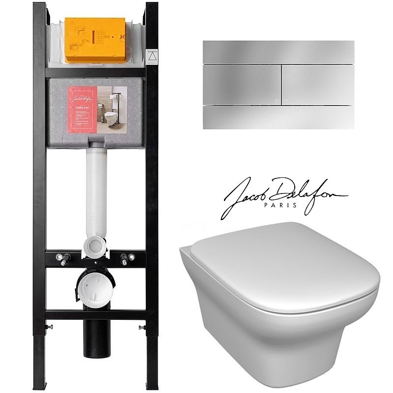 Комплект унитаза Jacob Delafon Vox E21770RU-00 с инсталляцией и кнопкой смыва в строительном магазине