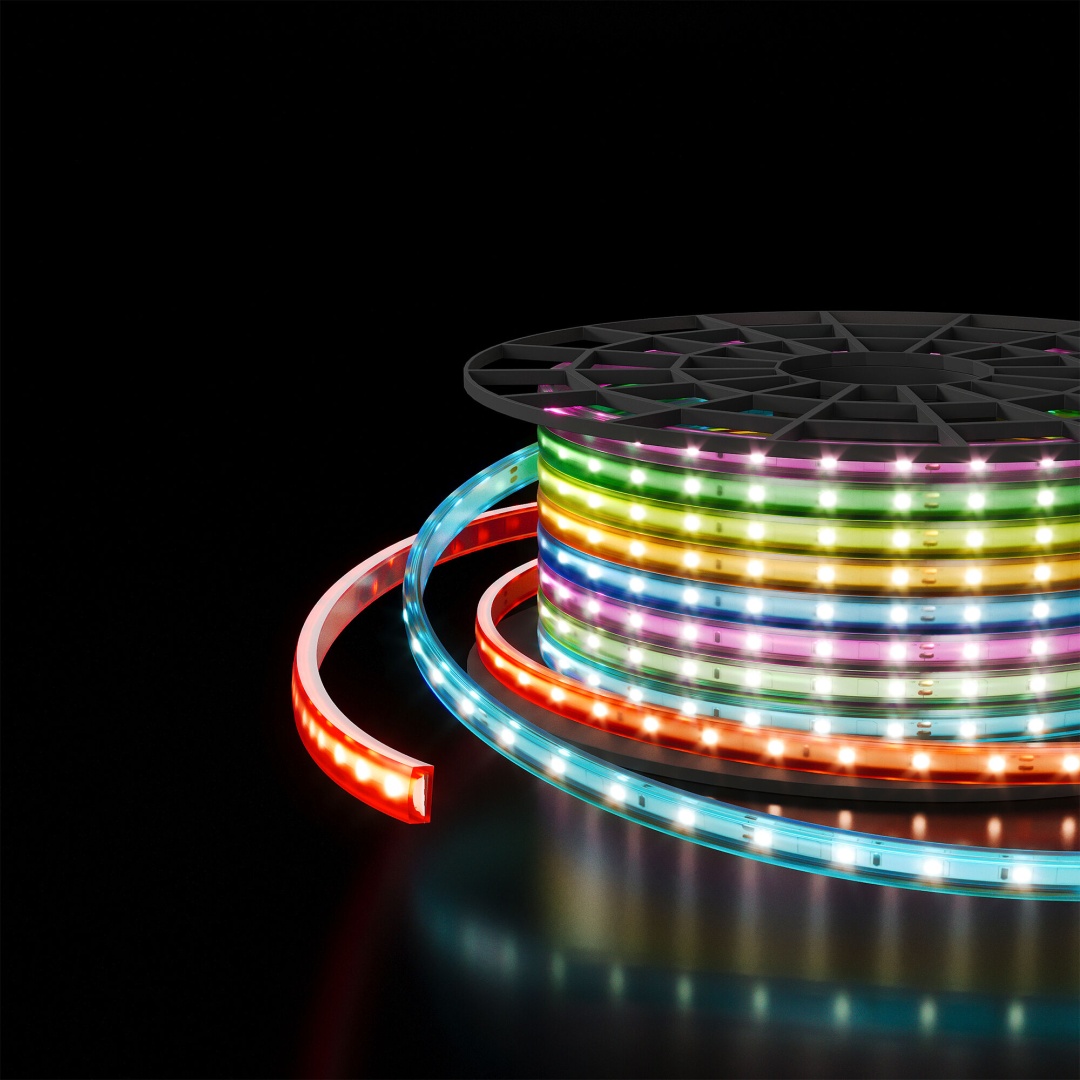 Светодиодная лента 220 В 11 Вт/м 60 Led/м 5050 IP65, RGB, 50 м Лента светодиодная 220V 11W 60Led 5050 IP65 мульти, 50 м в строительном магазине
